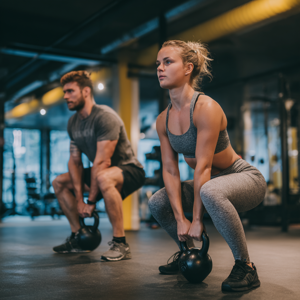 Persona che si allena in palestra con energia e determinazione