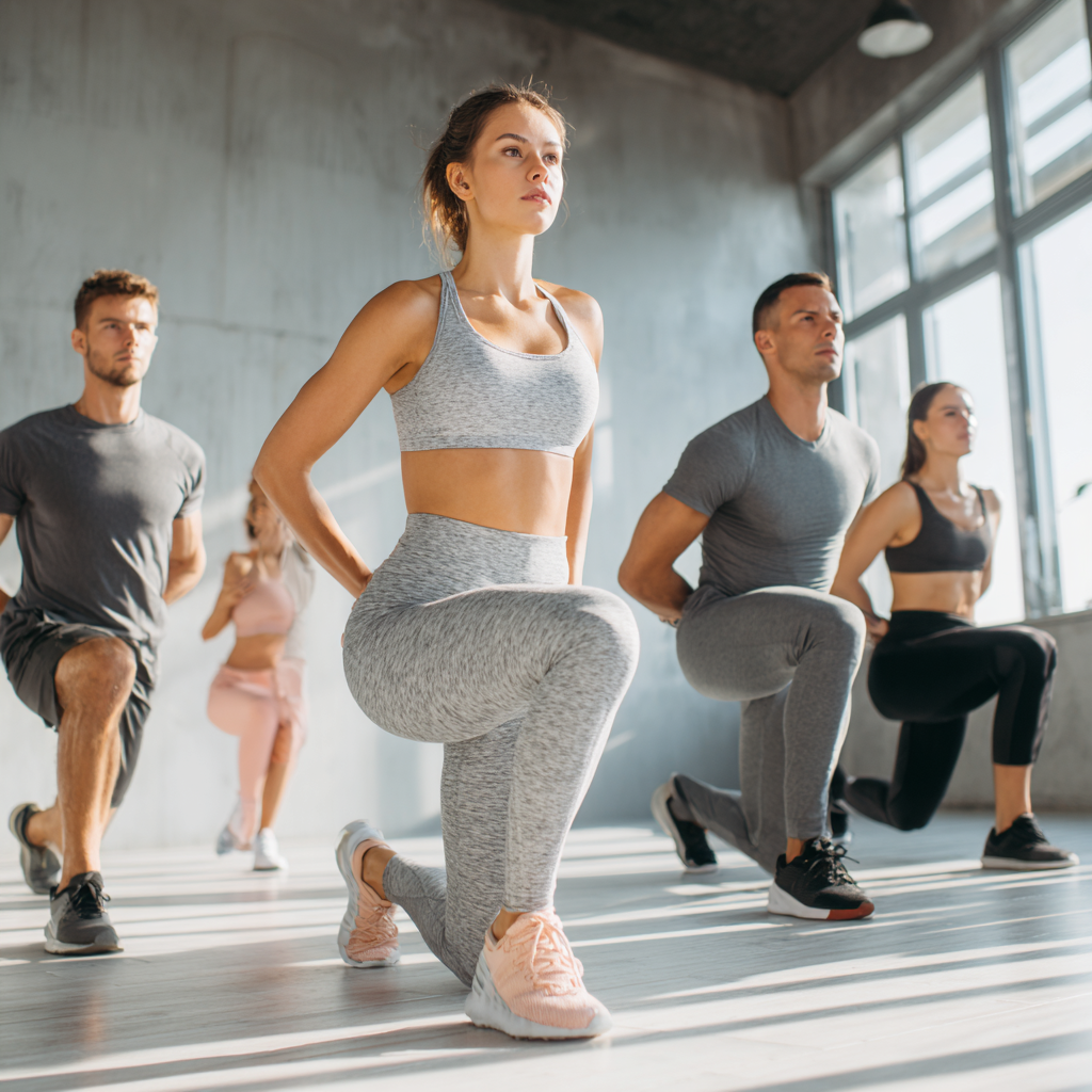 Gruppo di persone che fanno allenamento funzionale in palestra